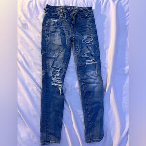 American Eagle Outfitters Blue Skinny Jeans Distressed